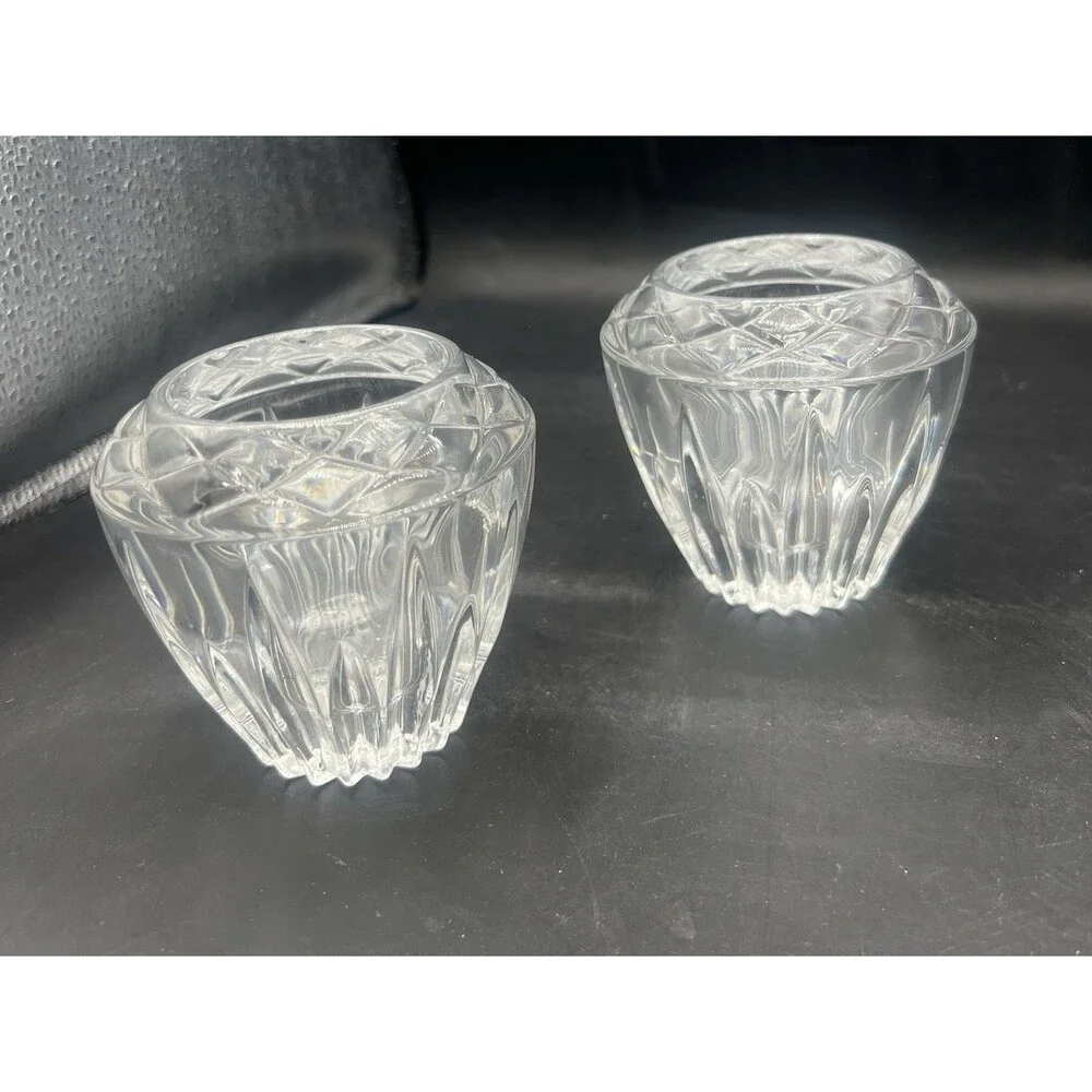 VTG Princess House Royal Highlights Lead Crystal Votive Candle Holders Set of 2